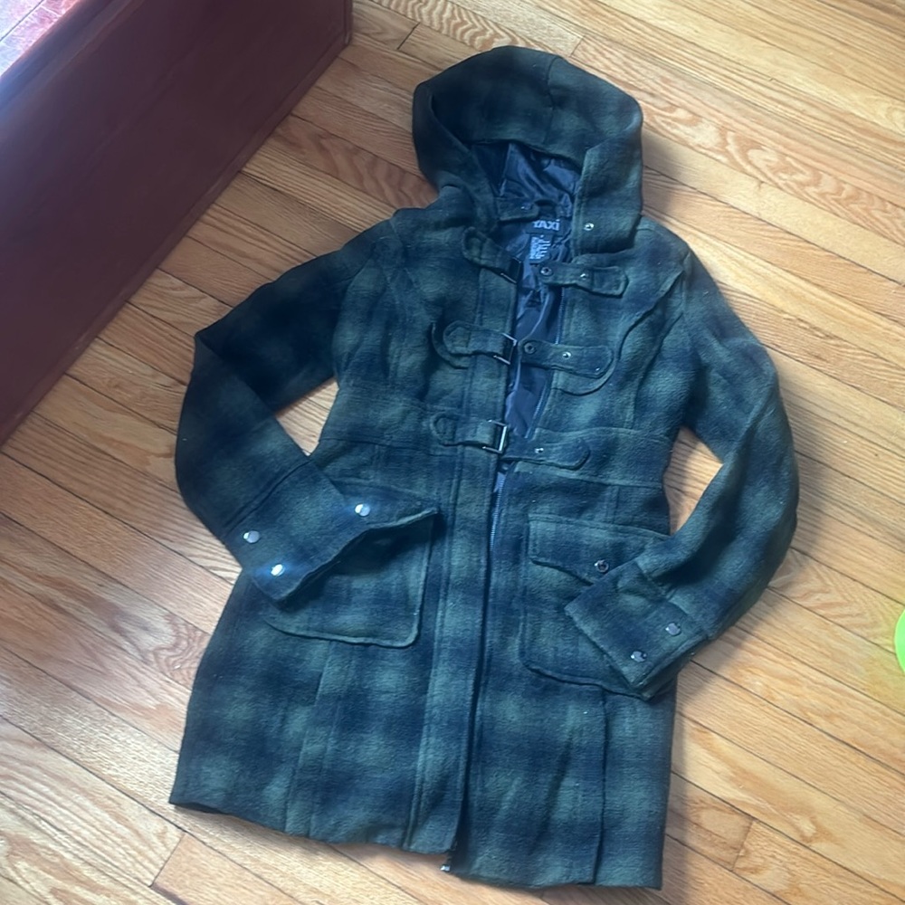 Green & Black Plaid Taxi  Wool Jacket